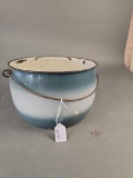 Grey/blue banded cooking pot