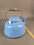 Light blue granite tea pot