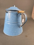 Great large blue mottled granite coffee pot