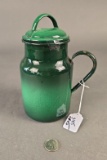 Green banded milk pitcher with lid