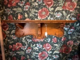 Solid oak wall mounted shelf with carving