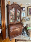 Solid Walnut book case/ cylinder roll desk combo. 1840s