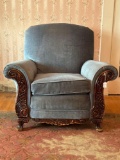 Upholstered easy chair, 1930's recovered