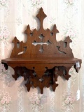 Walnut carved wall shelf