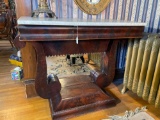 Marble top petticoat table. Empire, 1840-50s