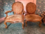 Provenance French Mr. and Mrs. Aubusson chairs