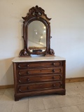 1880's Victorian solid walnut marble top dresser