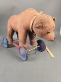 Mohair bear on wheels
