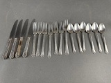 Sterling heirloom rose, 17 pieces
