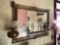 Large brass mirror with kerosene lamps attached to both sides