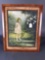 Girl and Teddy Bear litho print in original frame