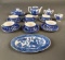 13 pieces childrens blue willow dishes