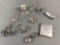 Bag of sterling jewelry including bracelet, vintage compact, hairpin case
