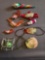 (4) Chenille Santas, (1) Santa bulb, (4) unknown pieces