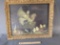 Ornate Gilt framed chromolithograph of a hen and her chicks by Ben Austrian 1900's