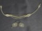Sterling rhinestone necklace and early glasses