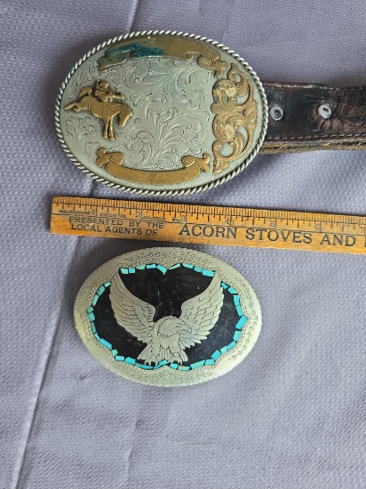 2 vintage western belt buckles