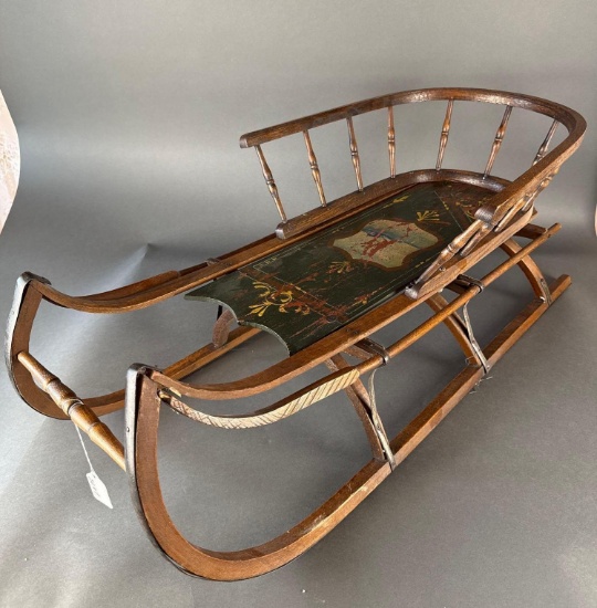 1860-70s childs painted wooden sled
