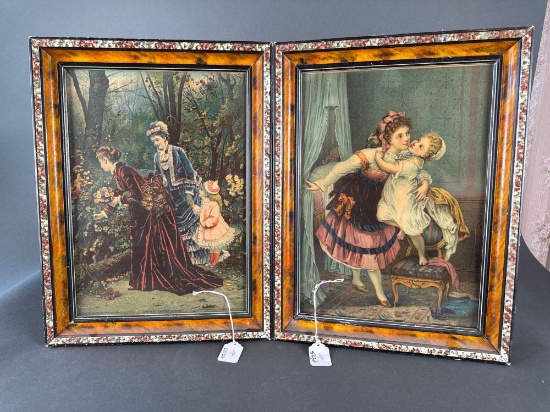 Pair of prints, dated 1878 all original one "Aunties Flower Garden"