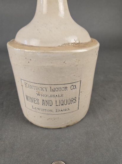 Crock 1 Gallon Advertise Whiskey Jug Lewiston, ID