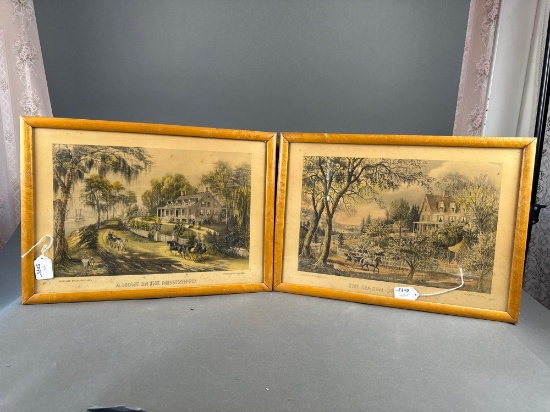 Pair of original Currier and Ives prints