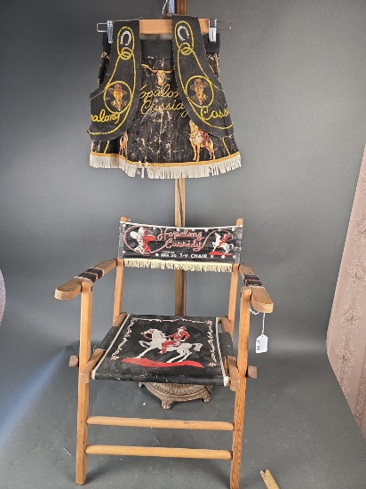 Child's folding chair, skirt and vest Hopalong Cassidy