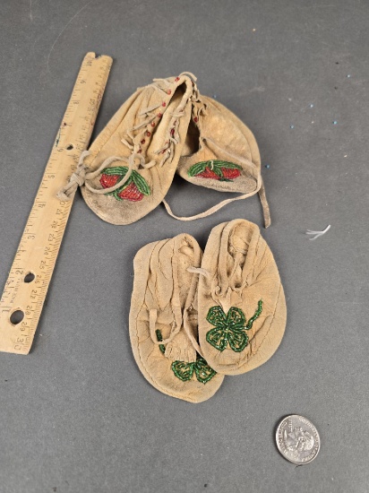 2 older pair child moccasins