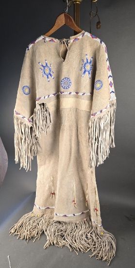 Beaded buckskin dress, southern style