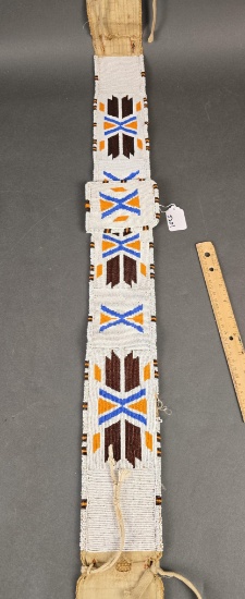 Beaded belt and flap, white