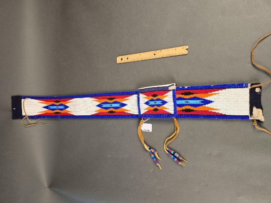 Beaded belt and flap, blue