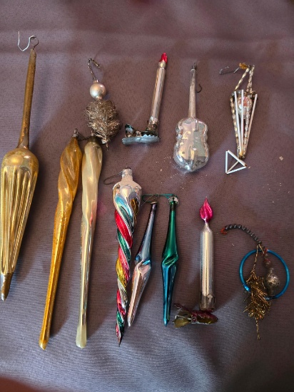 (12) glass and metal ornaments
