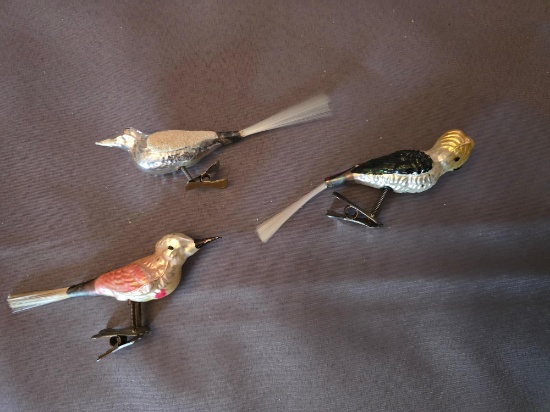 (3) Victorian bird ornaments