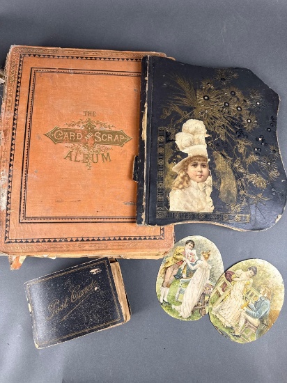 1890-1900 large scrap books and 1 book post cards