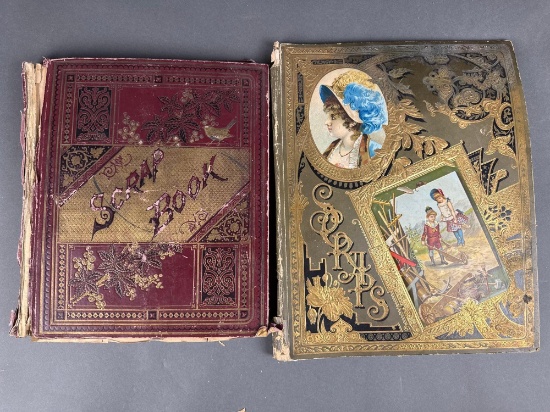 1880s scrap books with pages of advertising cards