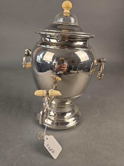 Silver plate electric coffee urn with celluloid handles