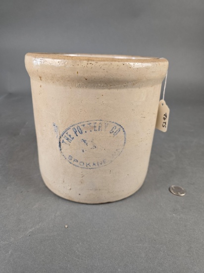 1 gallon crock from the pottery co Spokane, Wa