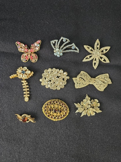 (9) rhinestone pins