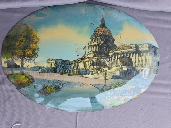 Convex 1918ish reverse painted glass picture