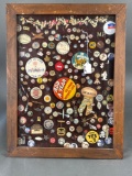 Large frame of early pinbacks many from the 1920s to 1940s