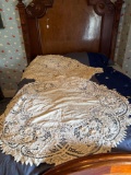 2 crocheted lace table cloth, Battenberg lace cloth for round table