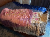 2 hand embroidered silk shawl table covers