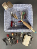 10 childrens baking utensils and a roll of table flatware