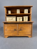 Child's Cass Kitchen Cabinet with all original mini tins