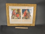 Gold style frame with old Santa prints