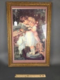 Print of little girl and boy