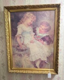 Gold leaf frame boy and girl