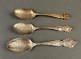 (3) sterling souvenir spoons, Dayton 1796, Post Office Chicago