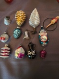 (12) glass and celluloid ornaments