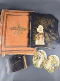 1890-1900 large scrap books and 1 book post cards