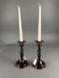 Pair of Vintage purple candle sticks